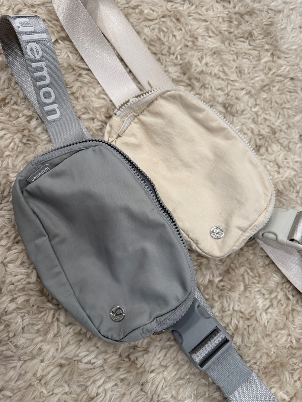 Lululemon Everywhere Belt Bag Bundle Gray & Ivory